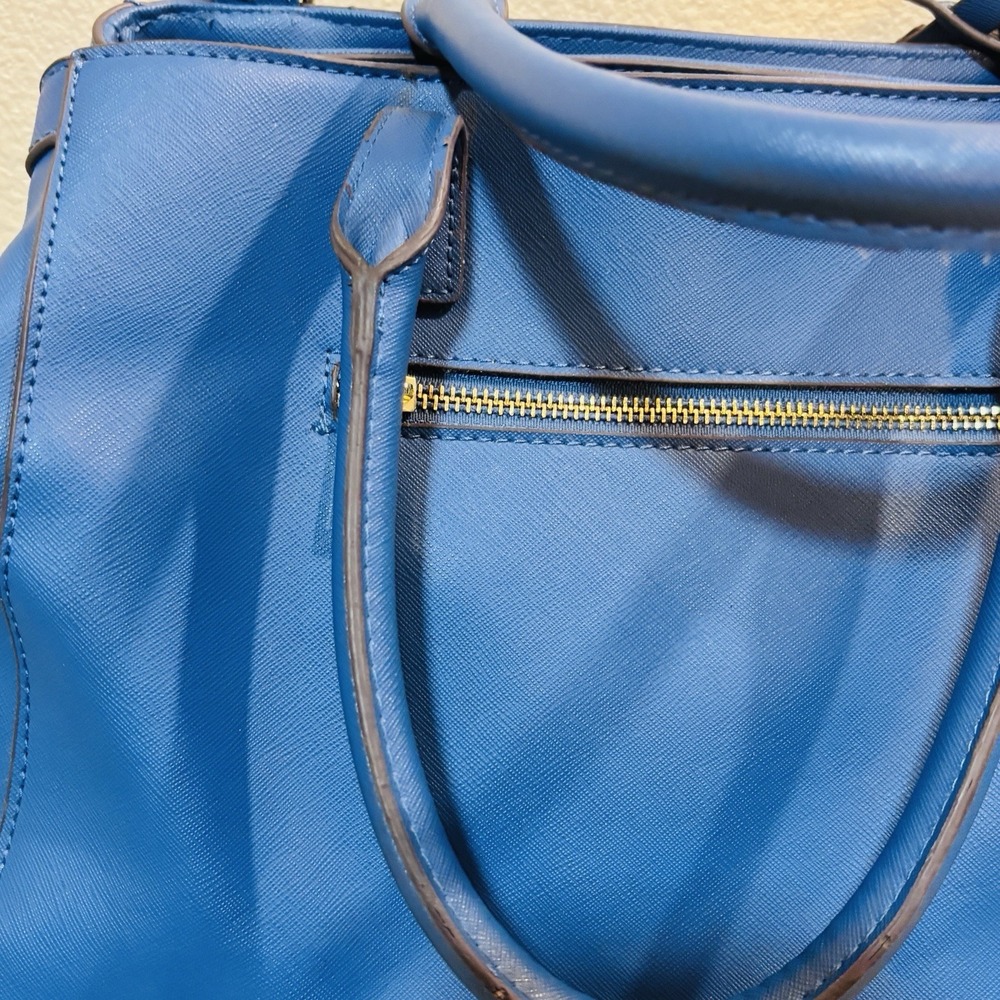 Kenneth Cole Reaction Blue Golf Purse Handbag Bag Roomy Double Handle Zip Clean - Picture 12 of 16